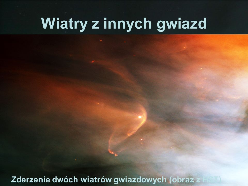 Wiatry z innych gwiazd Zderzenie dwóch wiatrów gwiazdowych (obraz z HST)