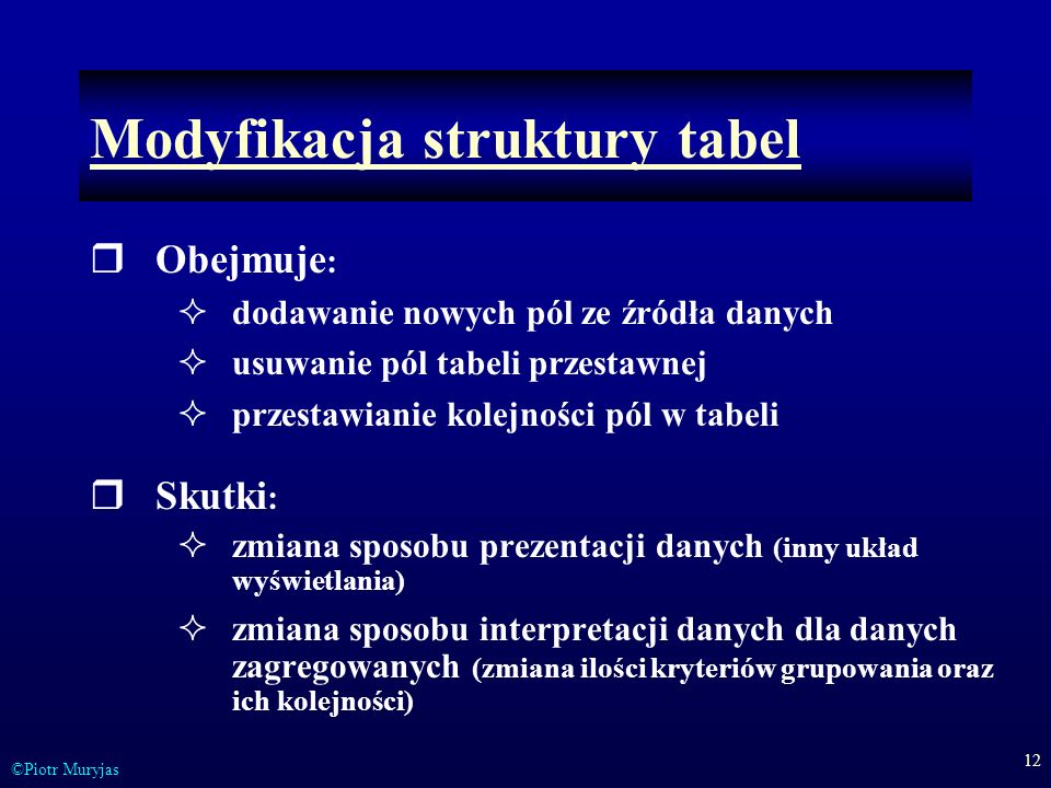 Modyfikacja struktury tabel
