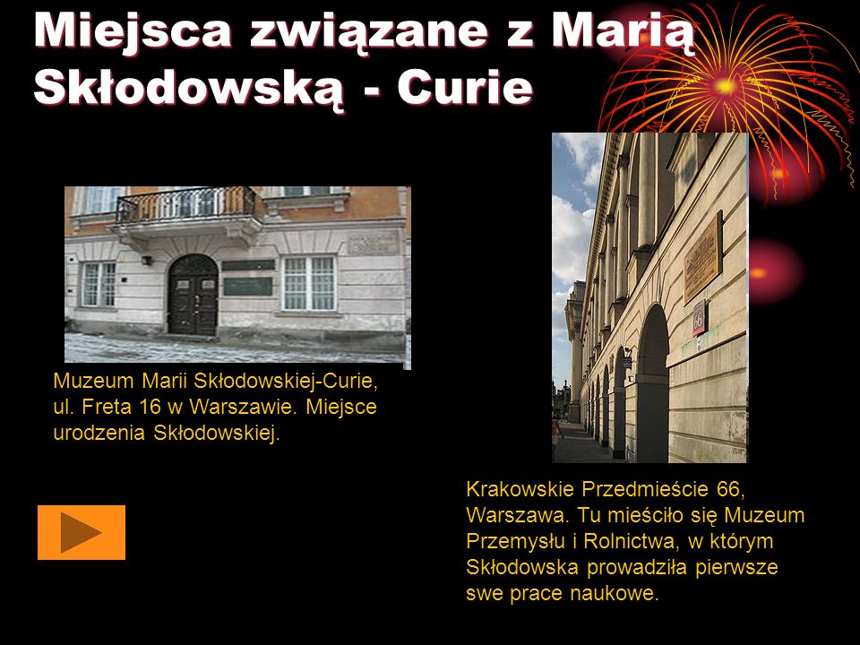 Miejsca związane z Marią Skłodowską - Curie