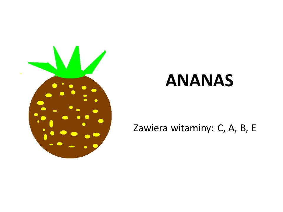 ANANAS Zawiera witaminy: C, A, B, E