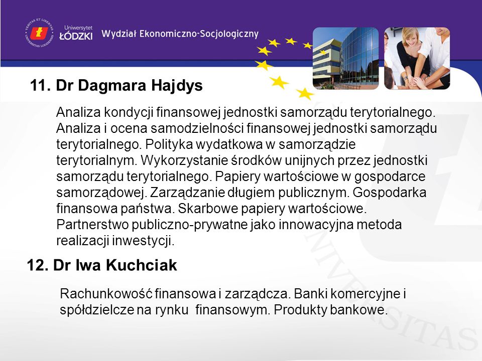 11. Dr Dagmara Hajdys 12. Dr Iwa Kuchciak
