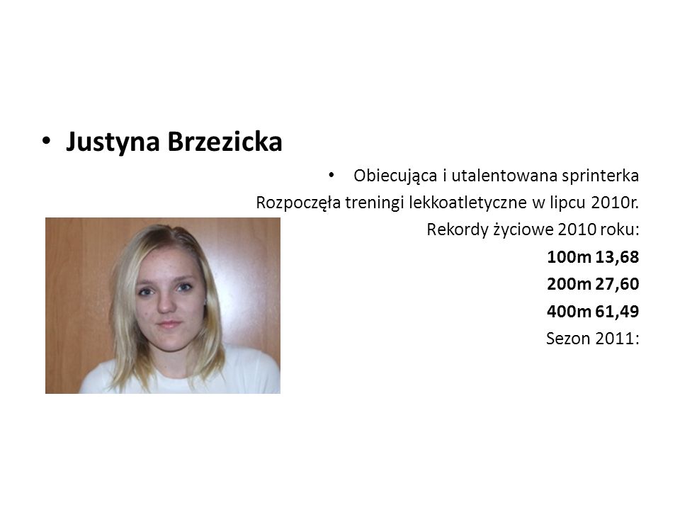 Justyna Brzezicka Obiecująca i utalentowana sprinterka