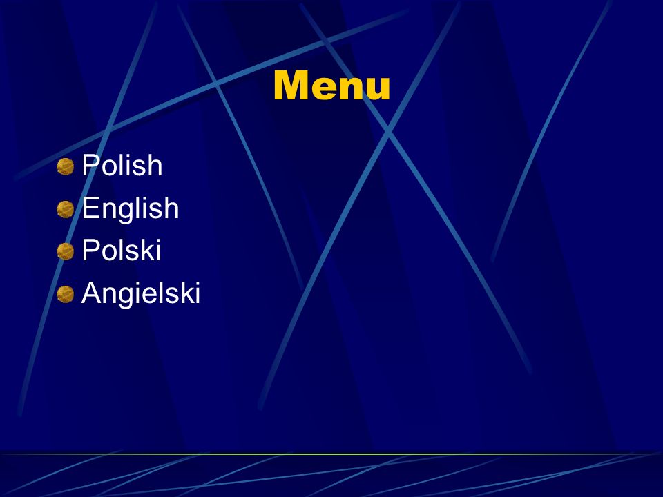 Menu Polish English Polski Angielski