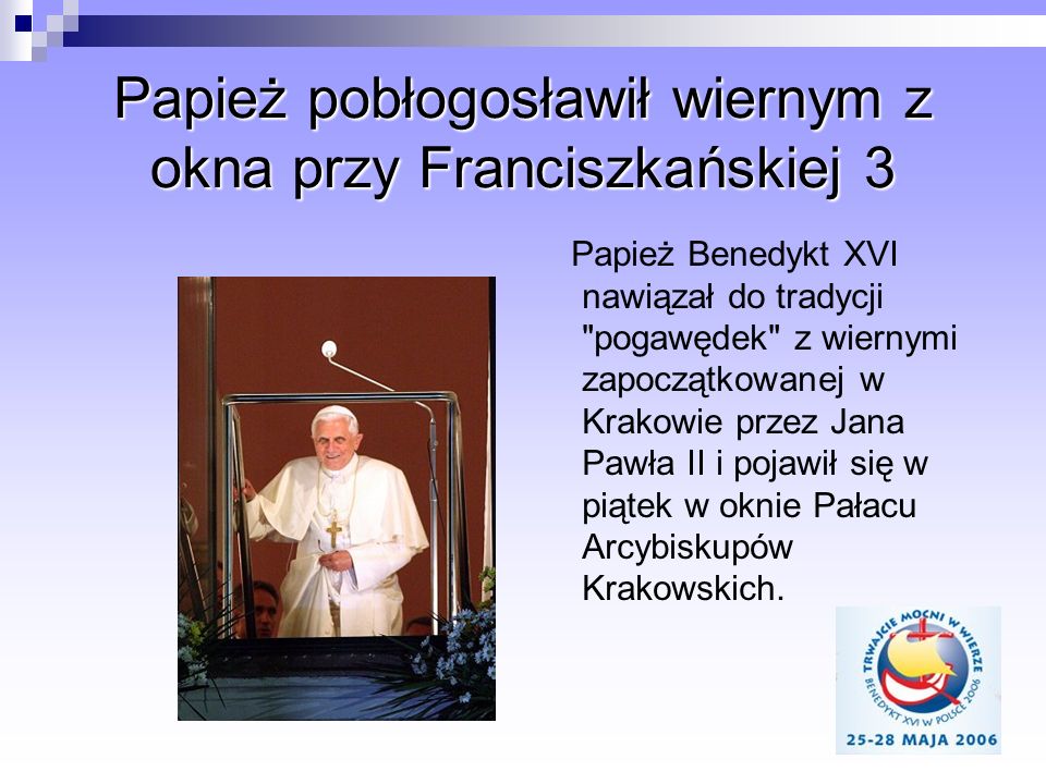 Papież pobłogosławił wiernym z okna przy Franciszkańskiej 3