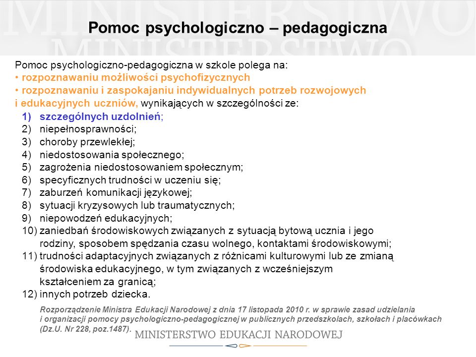 Pomoc psychologiczno – pedagogiczna