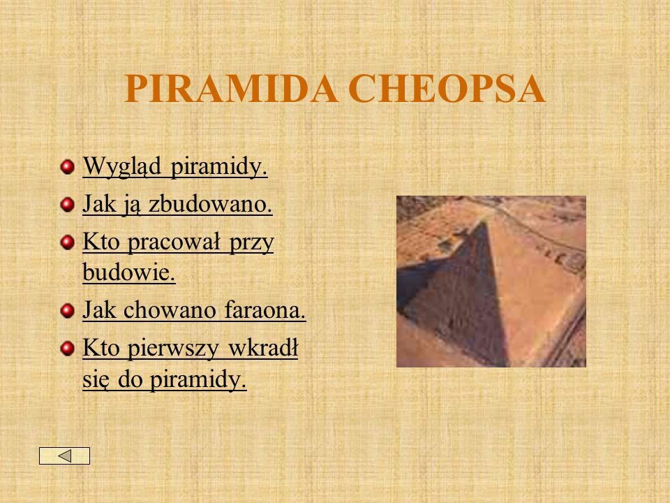 PIRAMIDA CHEOPSA Wygląd piramidy. Jak ją zbudowano.