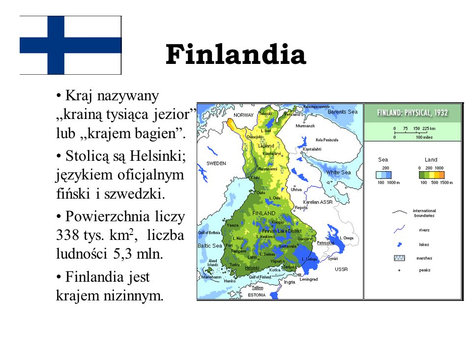 Finlandia Kraj nazywany „krainą tysiąca jezior lub „krajem bagien .