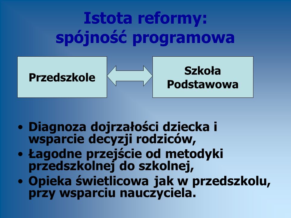 Istota reformy: spójność programowa