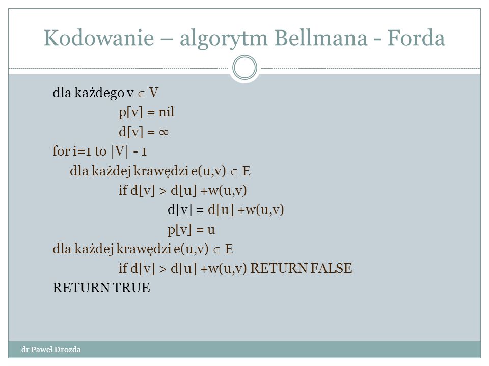 Kodowanie – algorytm Bellmana - Forda