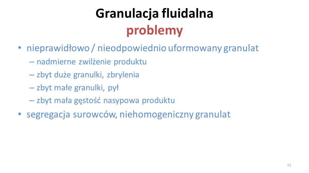 Granulacja fluidalna problemy