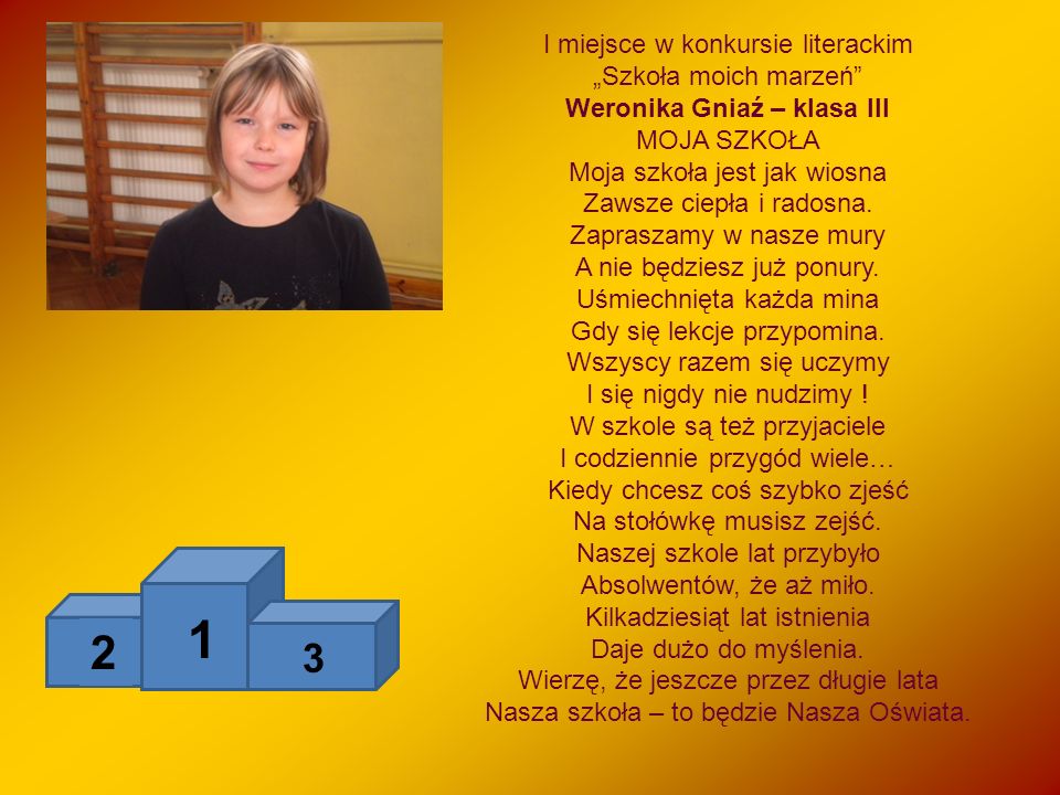 1 2 3 I miejsce w konkursie literackim „Szkoła moich marzeń