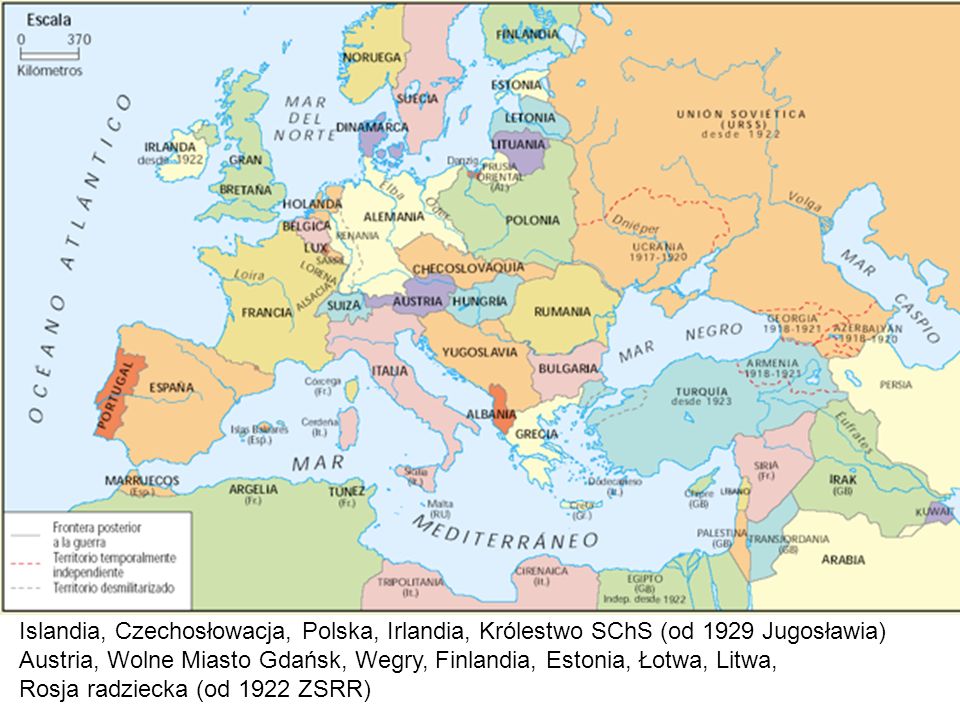 Islandia, Czechosłowacja, Polska, Irlandia, Królestwo SChS (od 1929 Jugosławia)