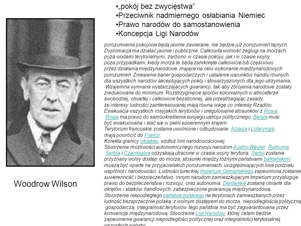 Woodrow Wilson „pokój bez zwycięstwa