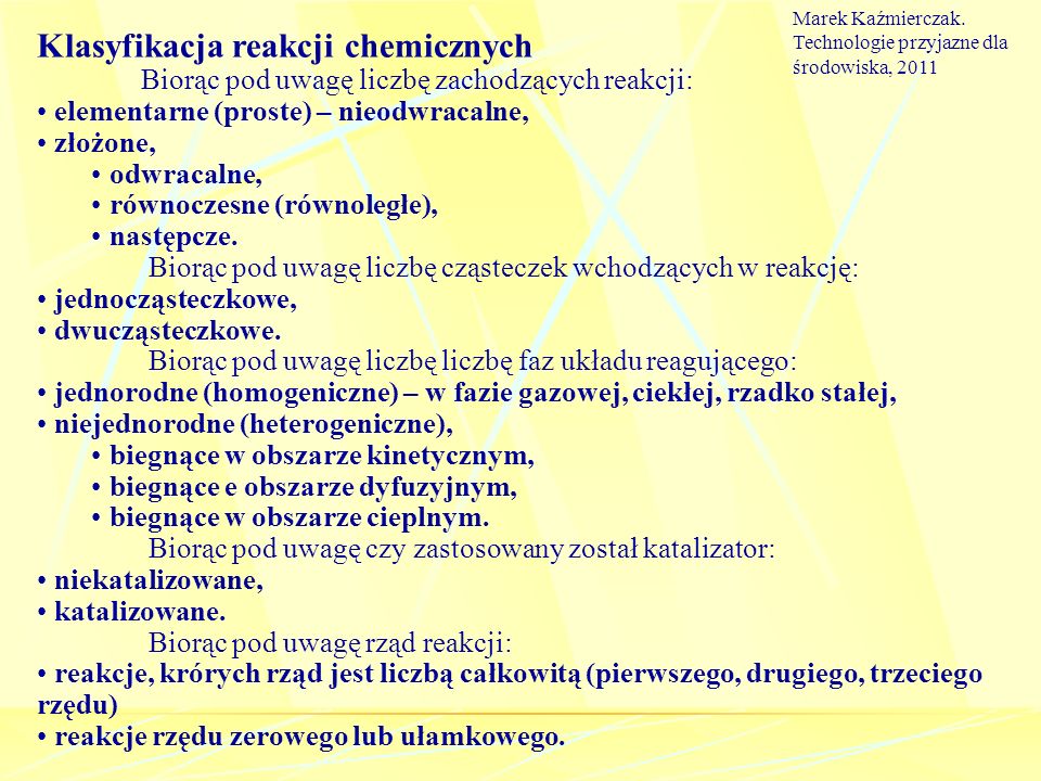 Klasyfikacja reakcji chemicznych