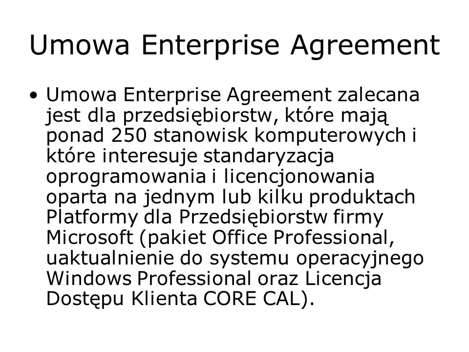 Umowa Enterprise Agreement