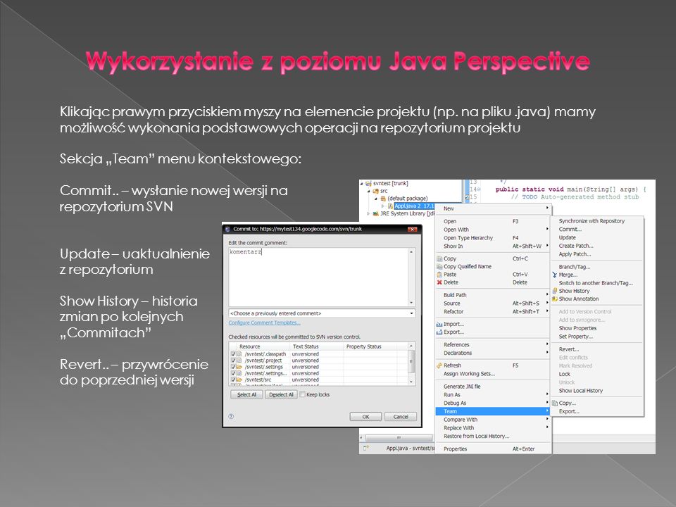 Wykorzystanie z poziomu Java Perspective