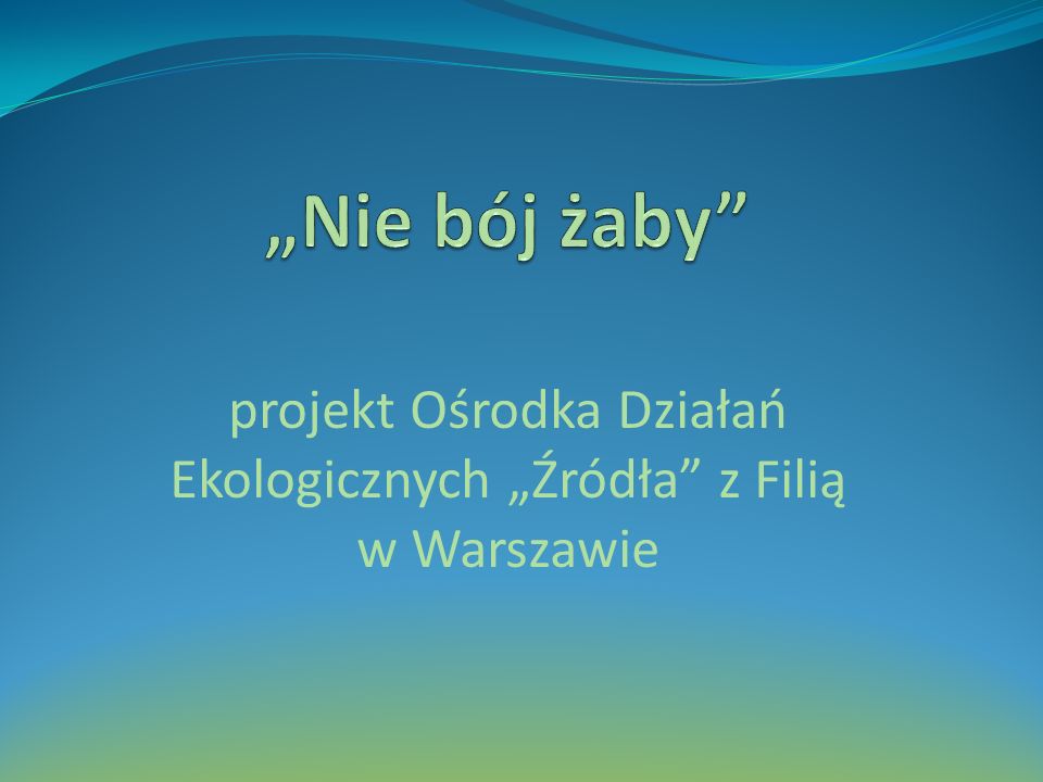 projekt Ośrodka Działań Ekologicznych „Źródła z Filią w Warszawie