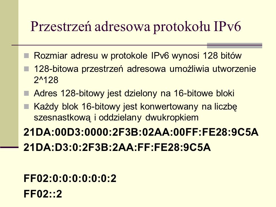 Przestrzeń adresowa protokołu IPv6