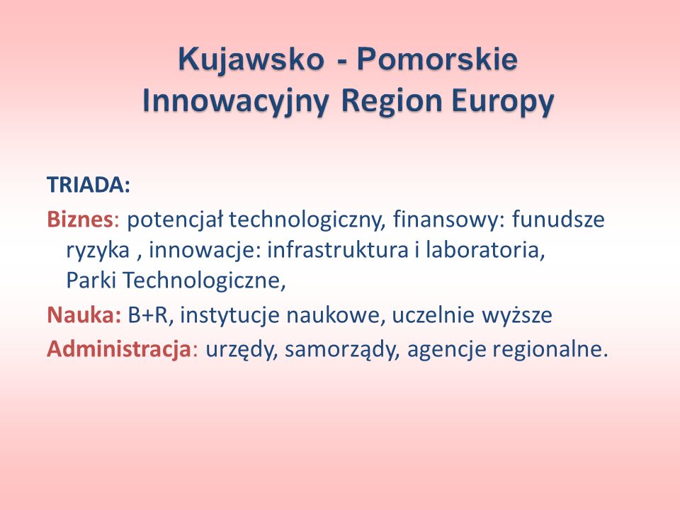 Kujawsko - Pomorskie Innowacyjny Region Europy