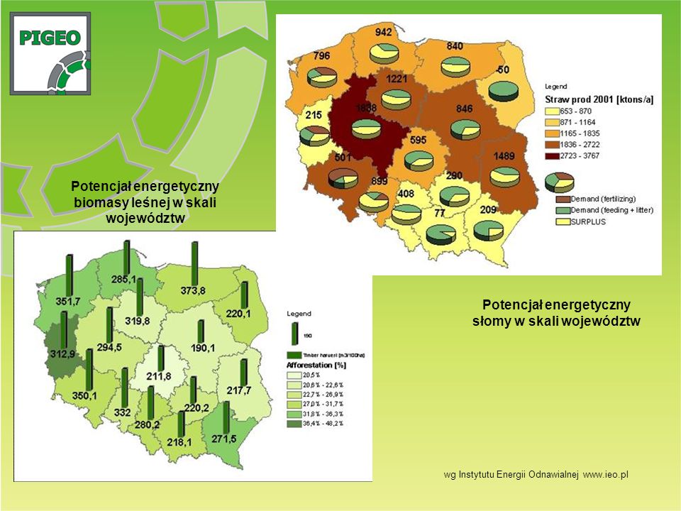 Potencjał energetyczny biomasy leśnej w skali województw