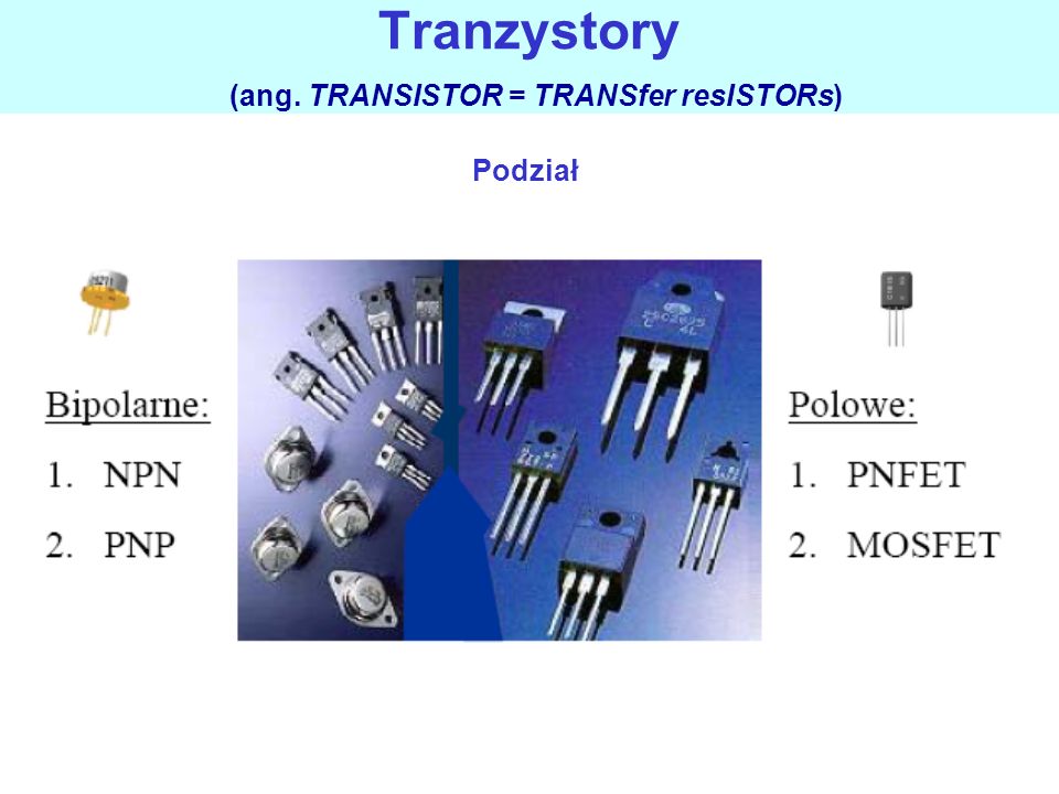 Tranzystory (ang. TRANSISTOR = TRANSfer resISTORs)