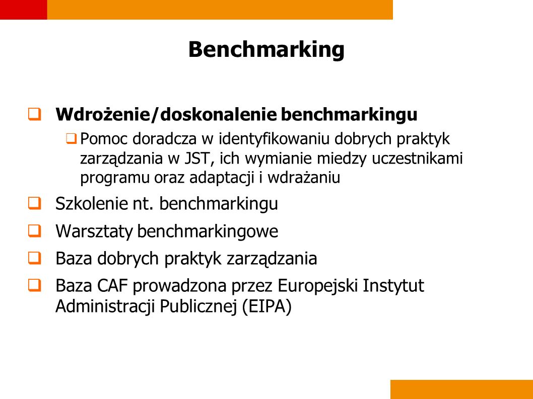 Benchmarking Wdrożenie/doskonalenie benchmarkingu