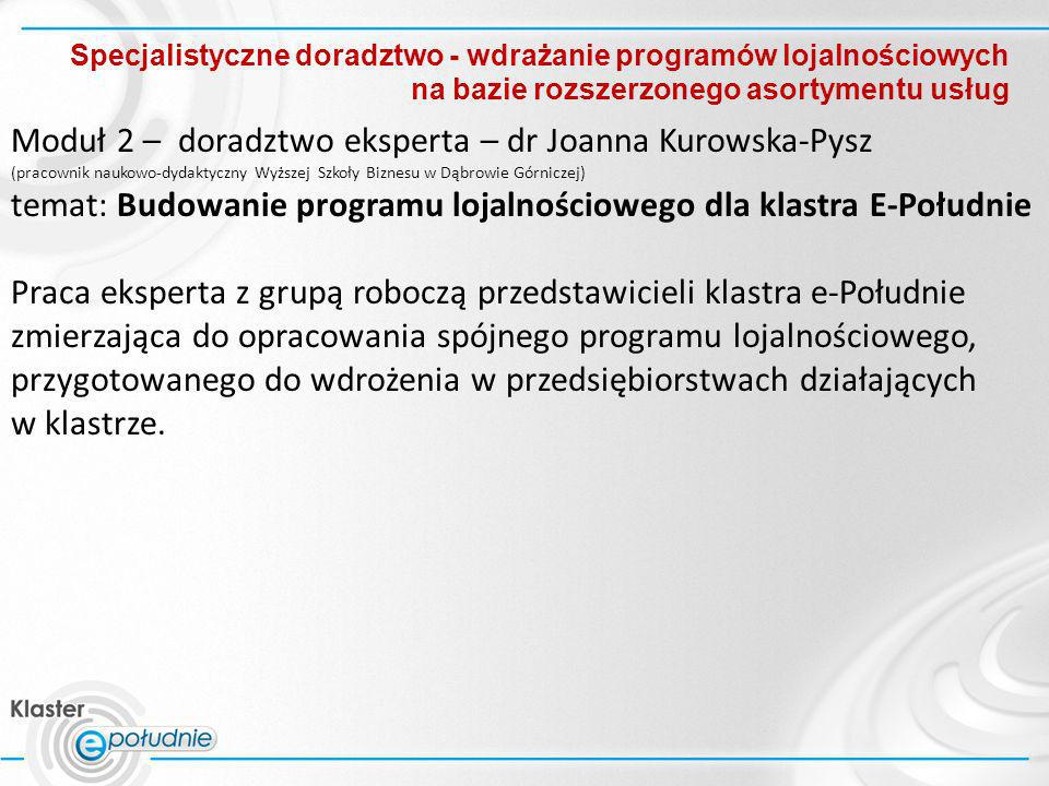 Moduł 2 – doradztwo eksperta – dr Joanna Kurowska-Pysz