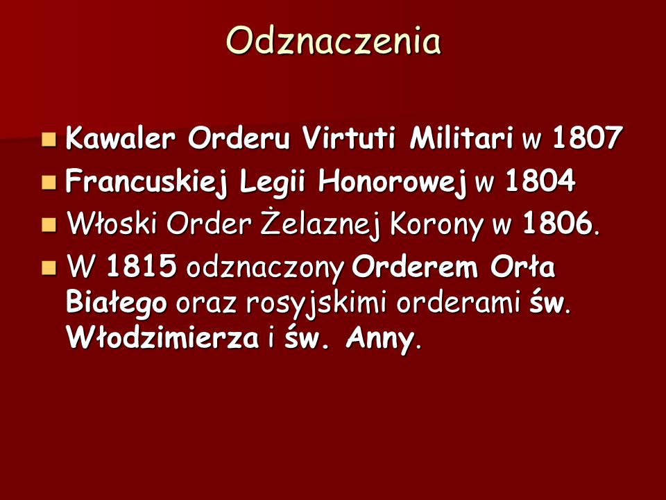 Odznaczenia Kawaler Orderu Virtuti Militari w 1807