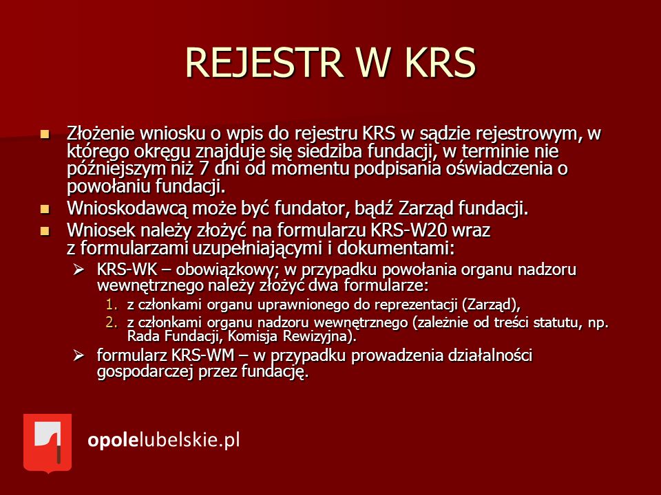 REJESTR W KRS opolelubelskie.pl