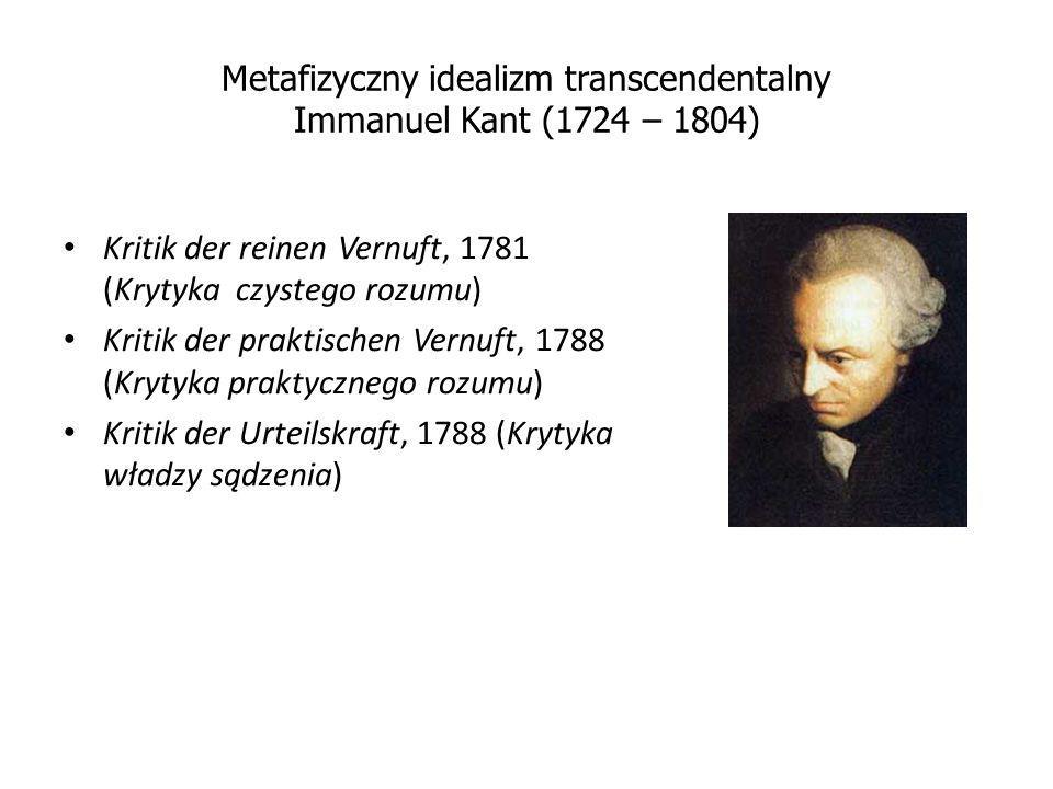 Metafizyczny idealizm transcendentalny Immanuel Kant (1724 – 1804)