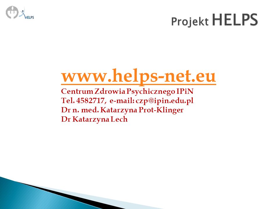 Projekt HELPS Centrum Zdrowia Psychicznego IPiN
