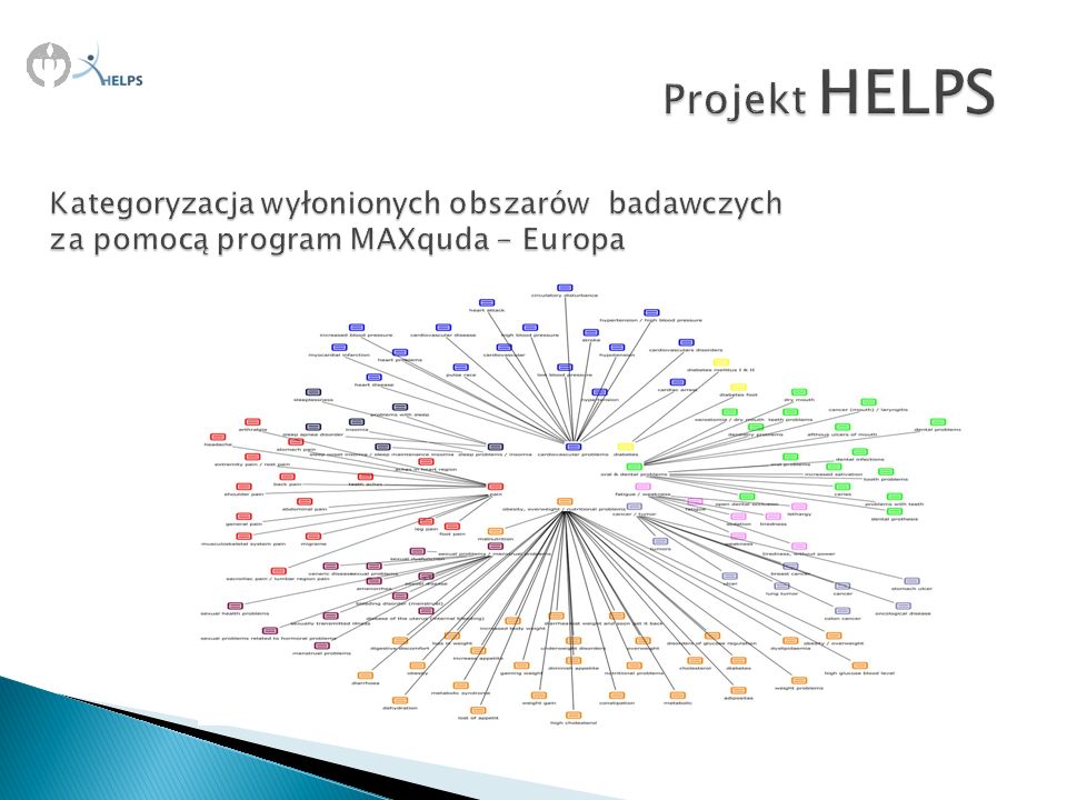 Projekt HELPS Kategoryzacja wyłonionych obszarów badawczych za pomocą program MAXquda - Europa