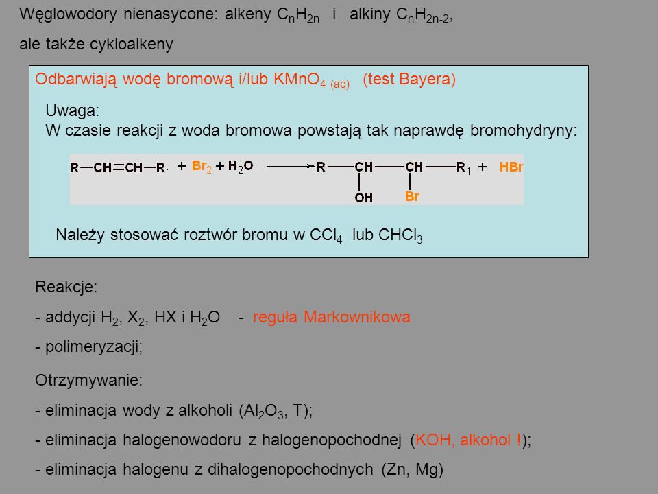Węglowodory nienasycone: alkeny CnH2n i alkiny CnH2n-2,