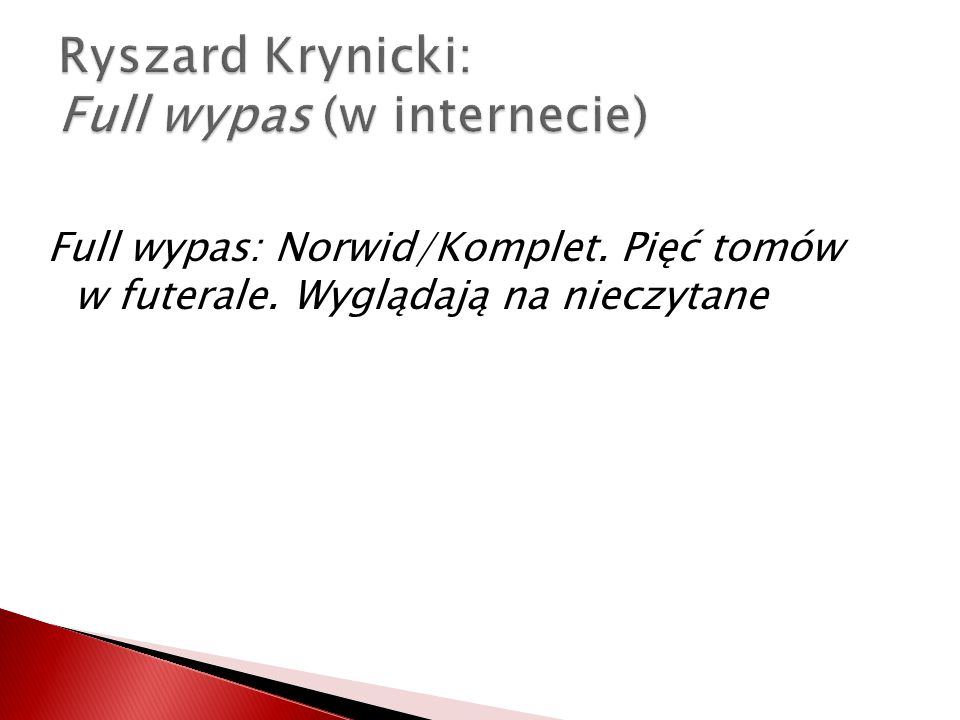 Ryszard Krynicki: Full wypas (w internecie)