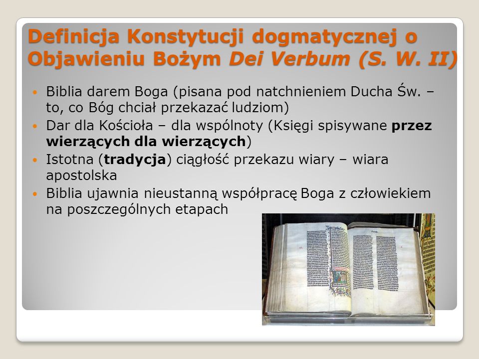 Definicja Konstytucji dogmatycznej o Objawieniu Bożym Dei Verbum (S. W