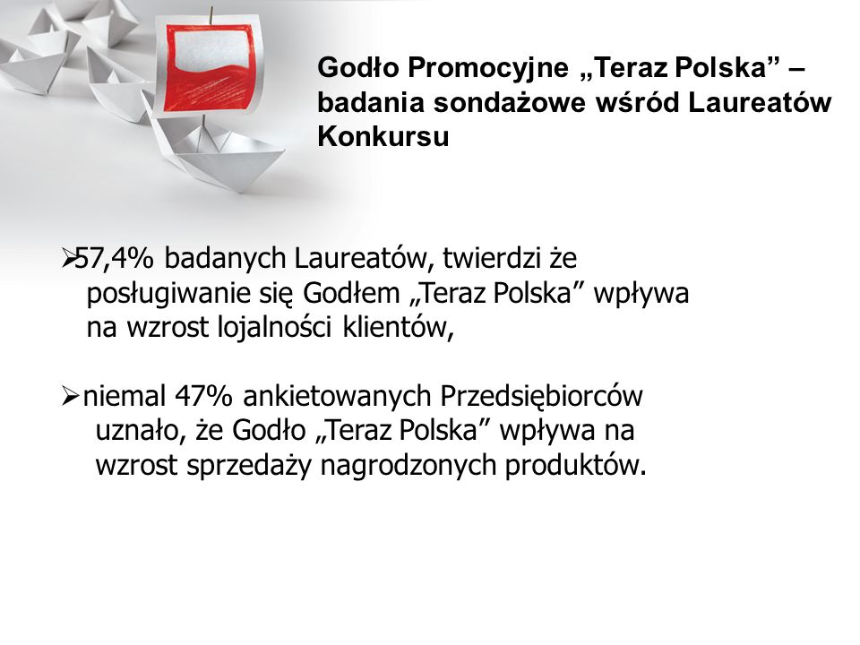 Godło Promocyjne „Teraz Polska – badania sondażowe wśród Laureatów Konkursu