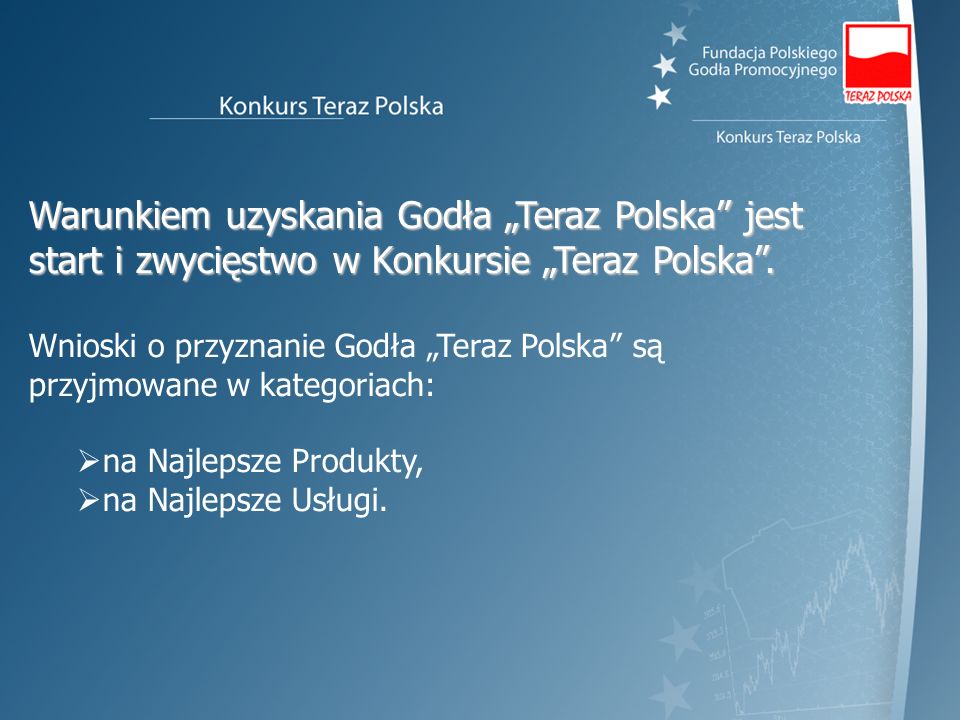Warunkiem uzyskania Godła „Teraz Polska jest start i zwycięstwo w Konkursie „Teraz Polska .