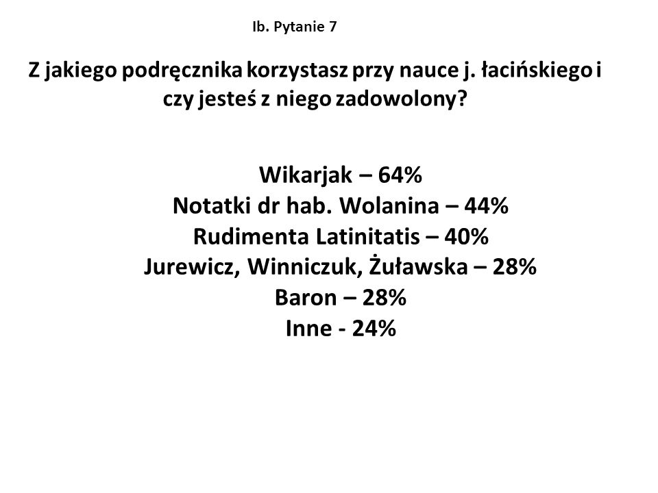 Notatki dr hab. Wolanina – 44% Rudimenta Latinitatis – 40%