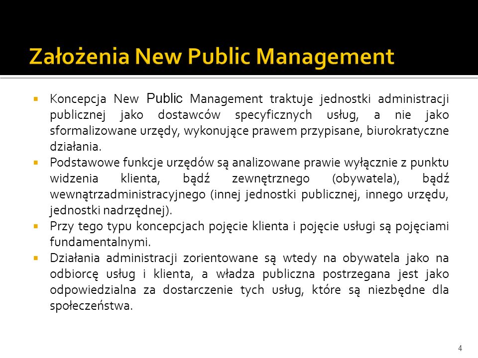 Założenia New Public Management