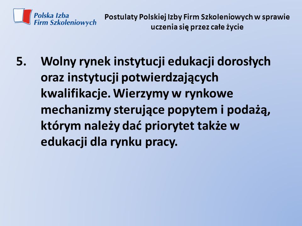 Postulaty Polskiej Izby Firm Szkoleniowych w sprawie uczenia się przez całe życie