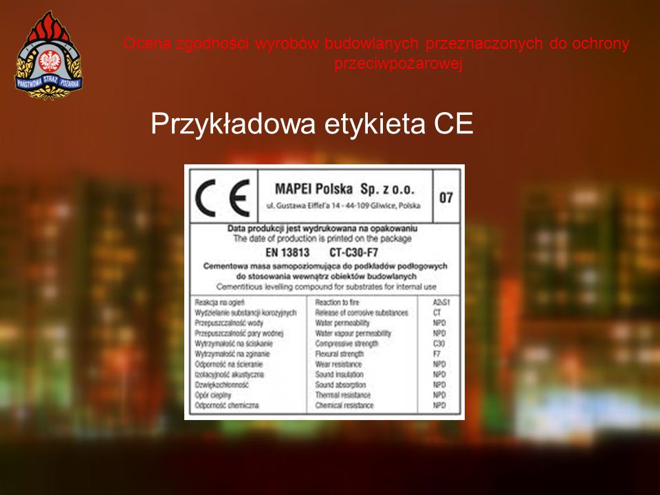 Przykładowa etykieta CE