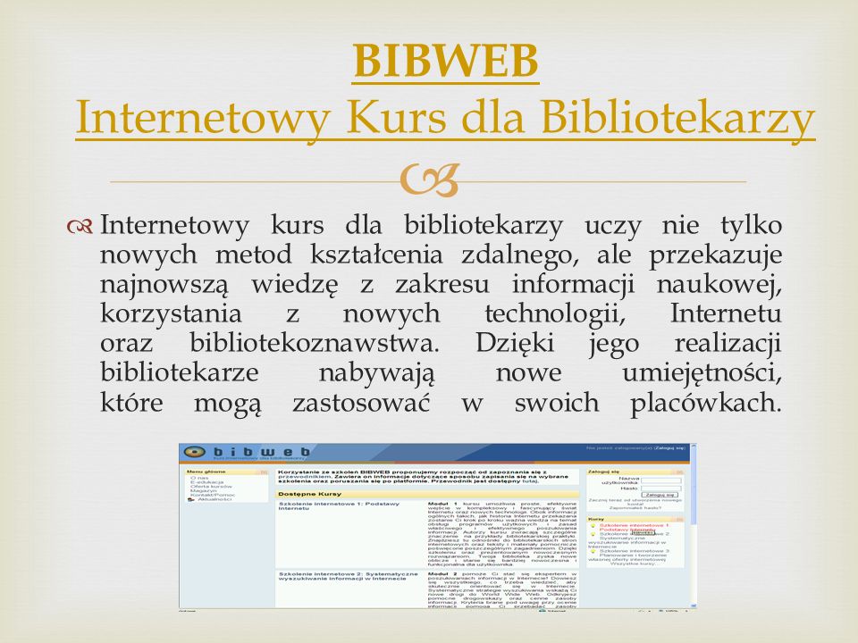 BIBWEB Internetowy Kurs dla Bibliotekarzy
