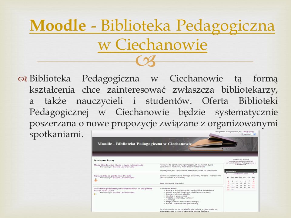 Moodle - Biblioteka Pedagogiczna w Ciechanowie