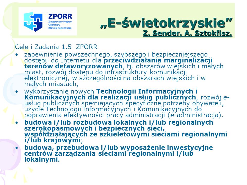 „E-świetokrzyskie Z. Sender, A. Sztokfisz,
