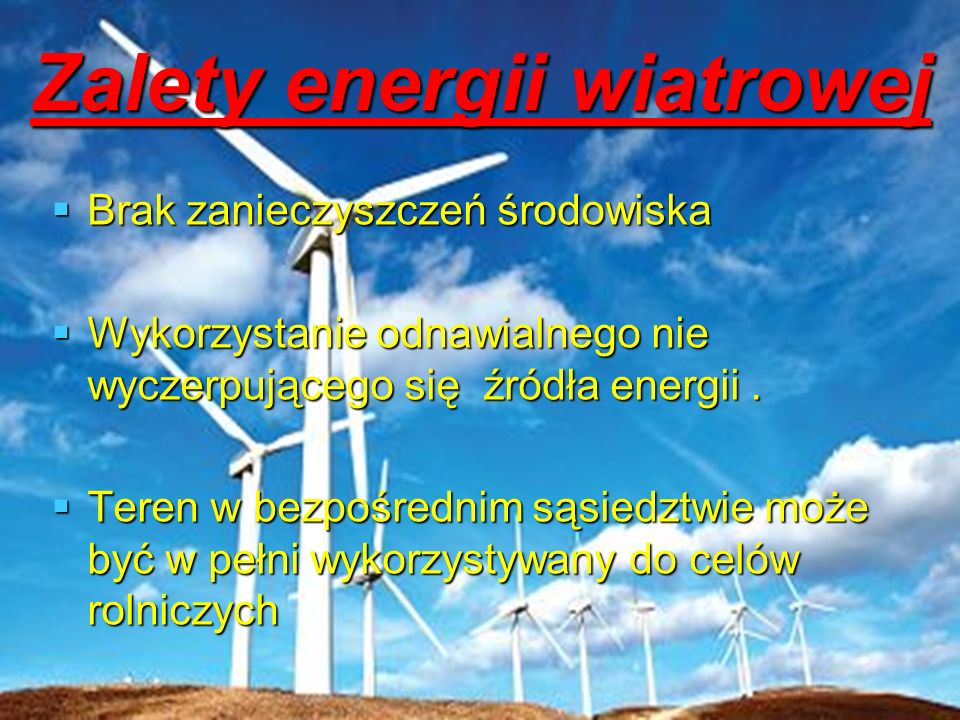 Zalety energii wiatrowej