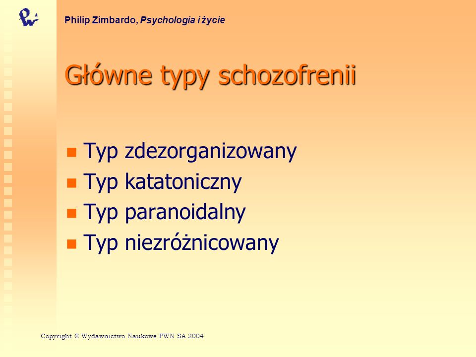 Główne typy schozofrenii
