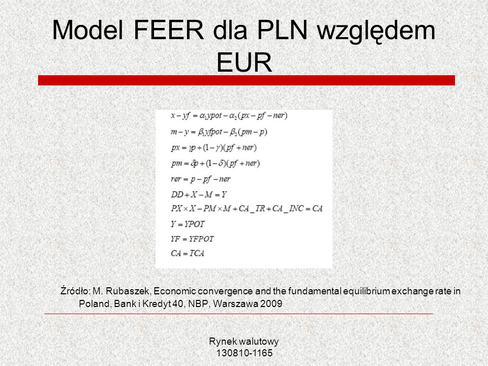 Model FEER dla PLN względem EUR