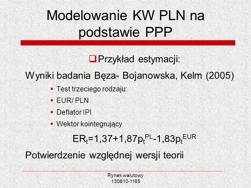 Modelowanie KW PLN na podstawie PPP