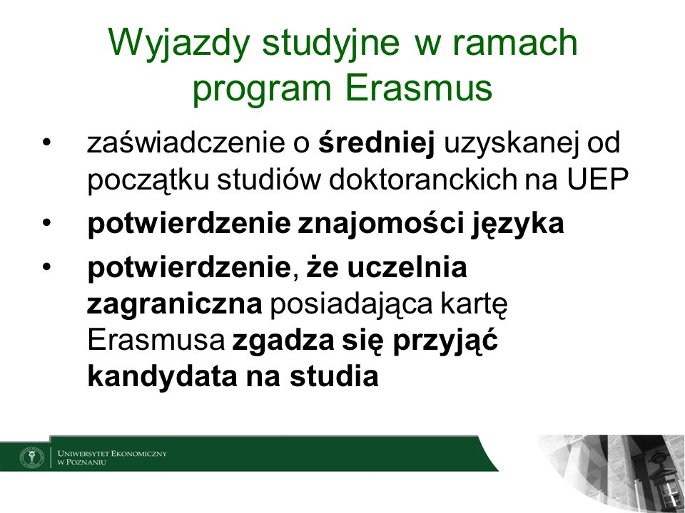 Wyjazdy studyjne w ramach program Erasmus