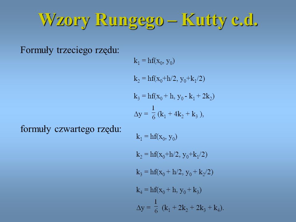 Wzory Rungego – Kutty c.d.